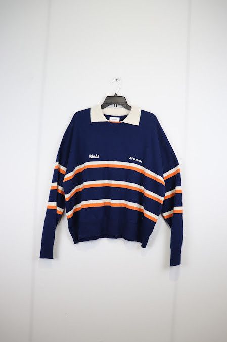 Malcolm McLaren × Rhude o1rshd Racing Knit Polo Sweater / Shirt in Black/Blue Size US L / EU 52-54 / 3 - 2 Thumbnail