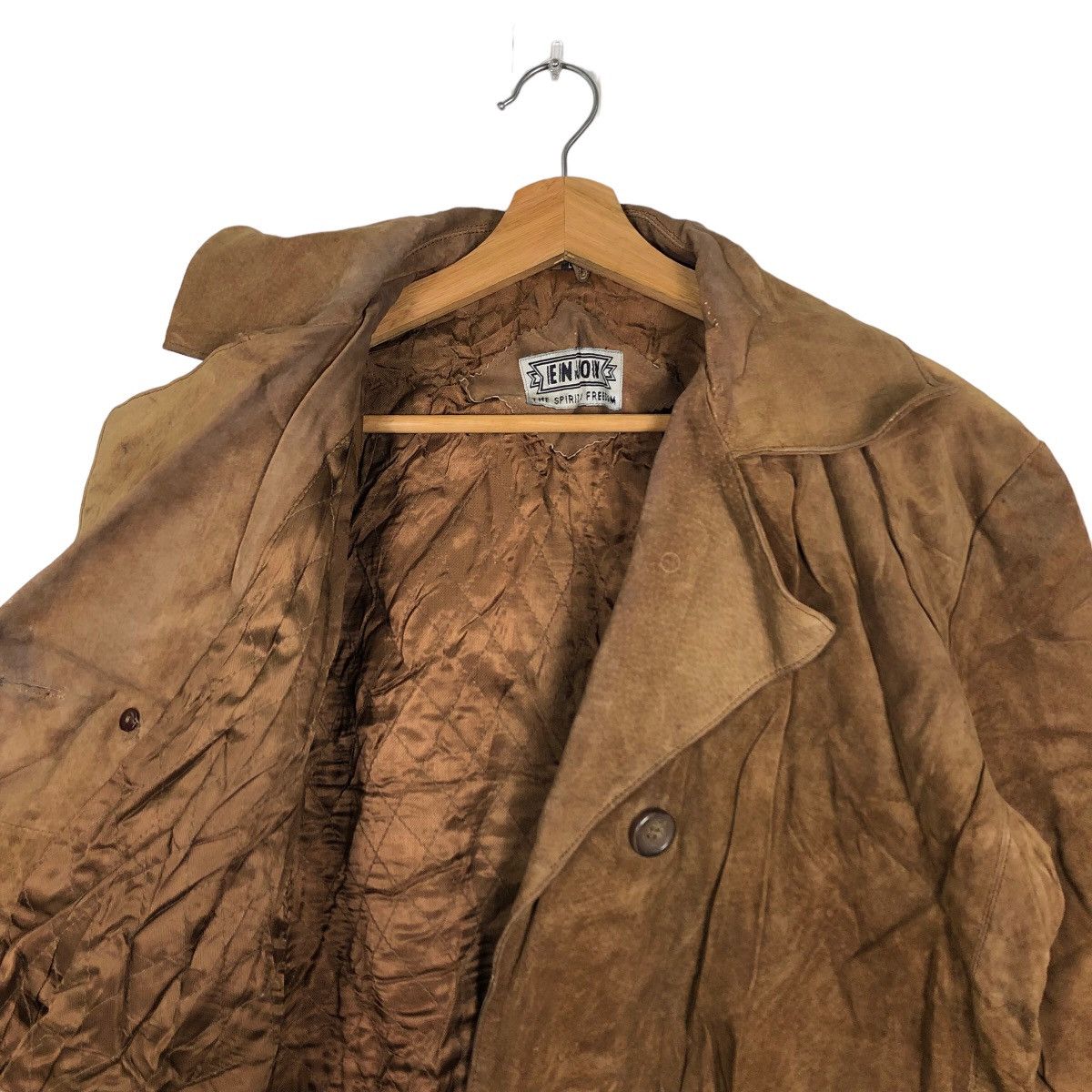 Japanese Brand 🔥90’s Leather Jacket Enjoy Issey Miyake Japan Double Breast Size US L / EU 52-54 / 3 - 10 Thumbnail