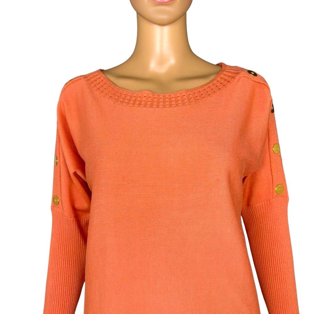 Other NWT New Cable & Gauge Orange 3/4 Button Sleeve Sweater Size Size S / US 4 / IT 40 - 3 Thumbnail