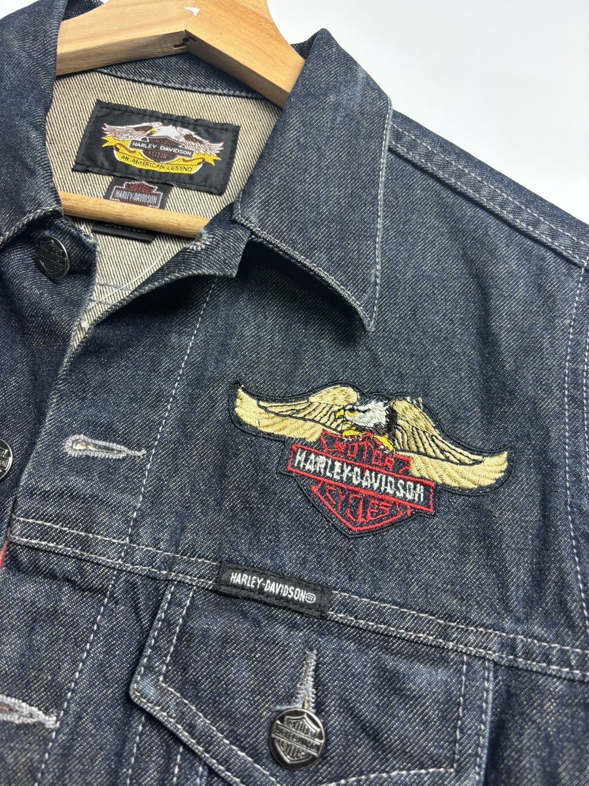 Harley Davidson × Vintage Vintage Harley Davidson Denim Trucker Jacket Size US M / EU 48-50 / 2 - 6 Thumbnail