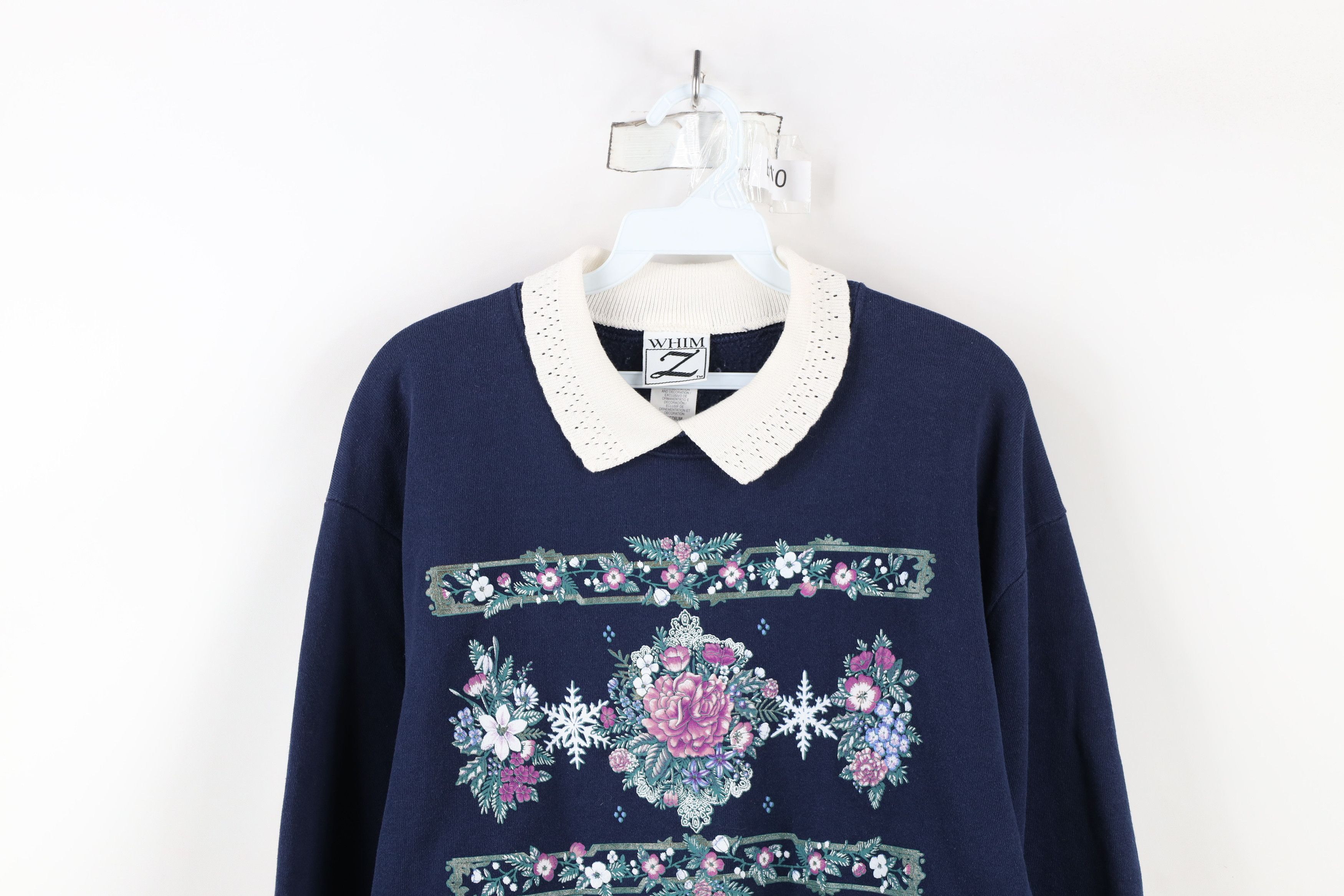 Vintage Vintage 90s Streetwear Snowflake Collared Sweatshirt USA Size M / US 6-8 / IT 42-44 - 2 Thumbnail