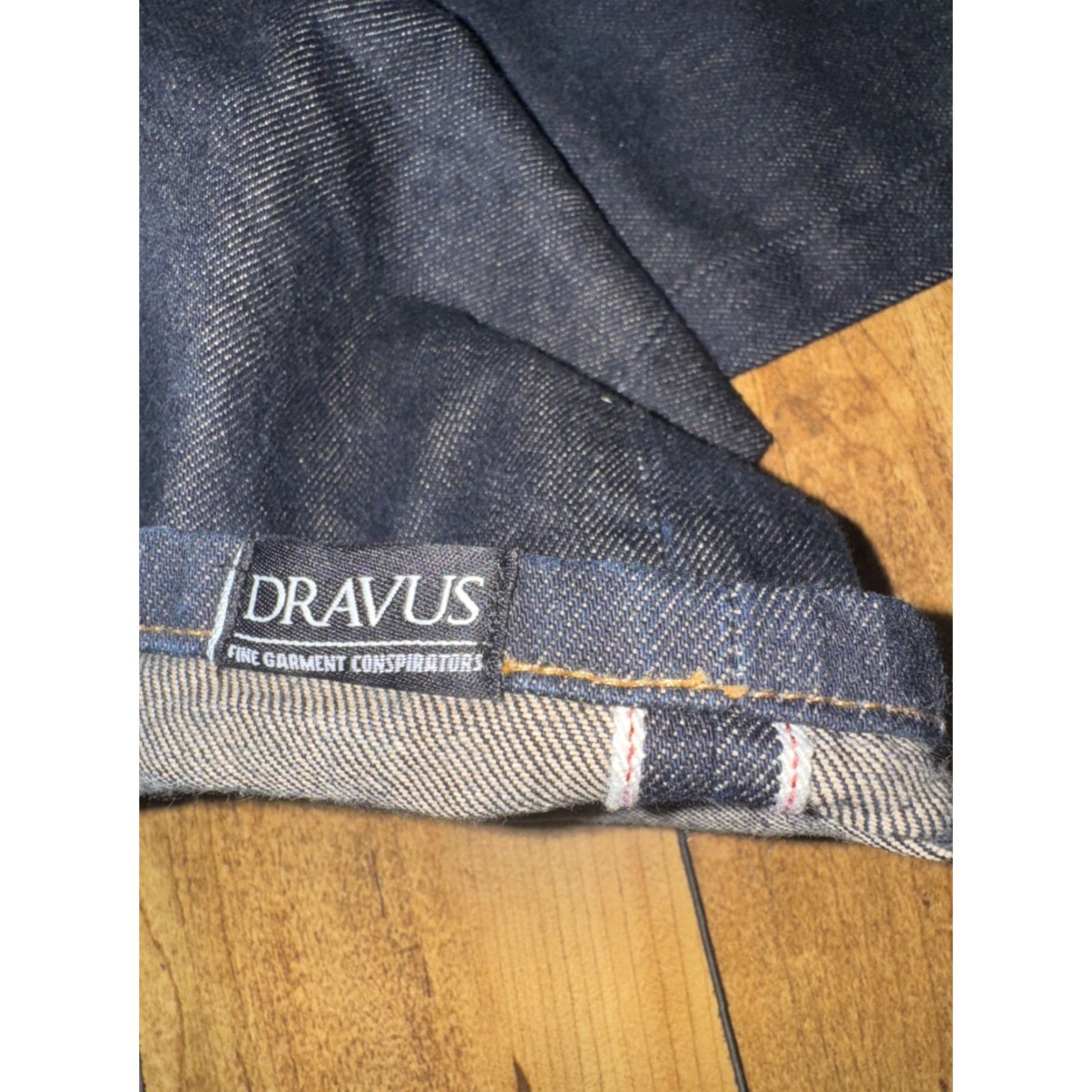 Denime VINTAGE Dravus Jeans Men’s Dark Indigo Red Line Selvedge Raw Denim 32x33 Straight Workwear Handcrafted Size US 32 / EU 48 - 3 Thumbnail
