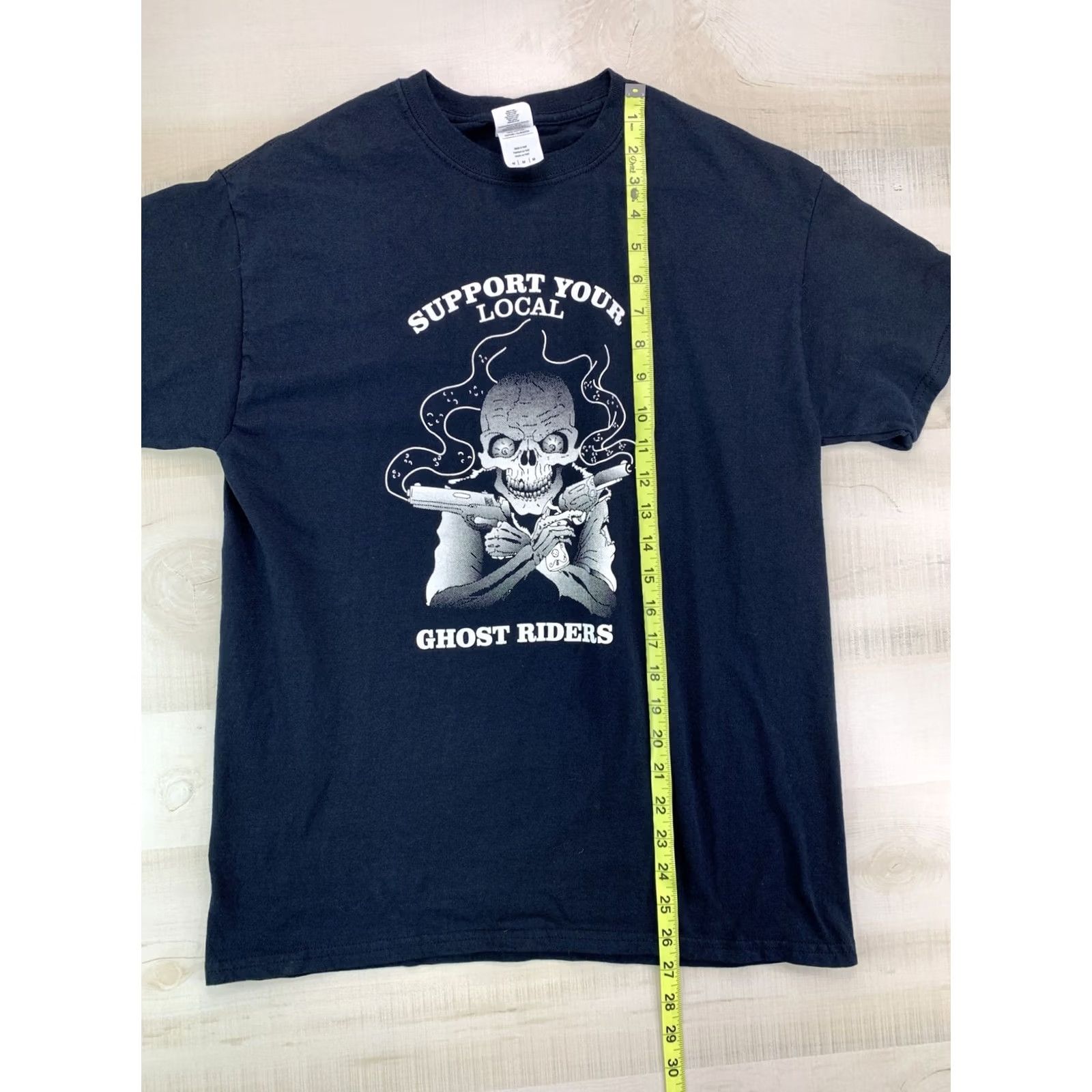 Gildan Support Your Local Ghost Riders Skull Skeleton Black Graphic T Shirt Adult Med Size US M / EU 48-50 / 2 - 5 Thumbnail