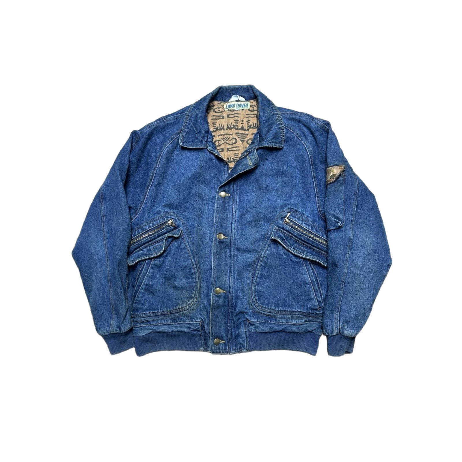 Denime VINTAGE Land Rover Denim Bomber Jacket Insulated Heavyweight Adult Medium Blue Mens Jacket Body Size US M / EU 48-50 / 2 - 1 Thumbnail