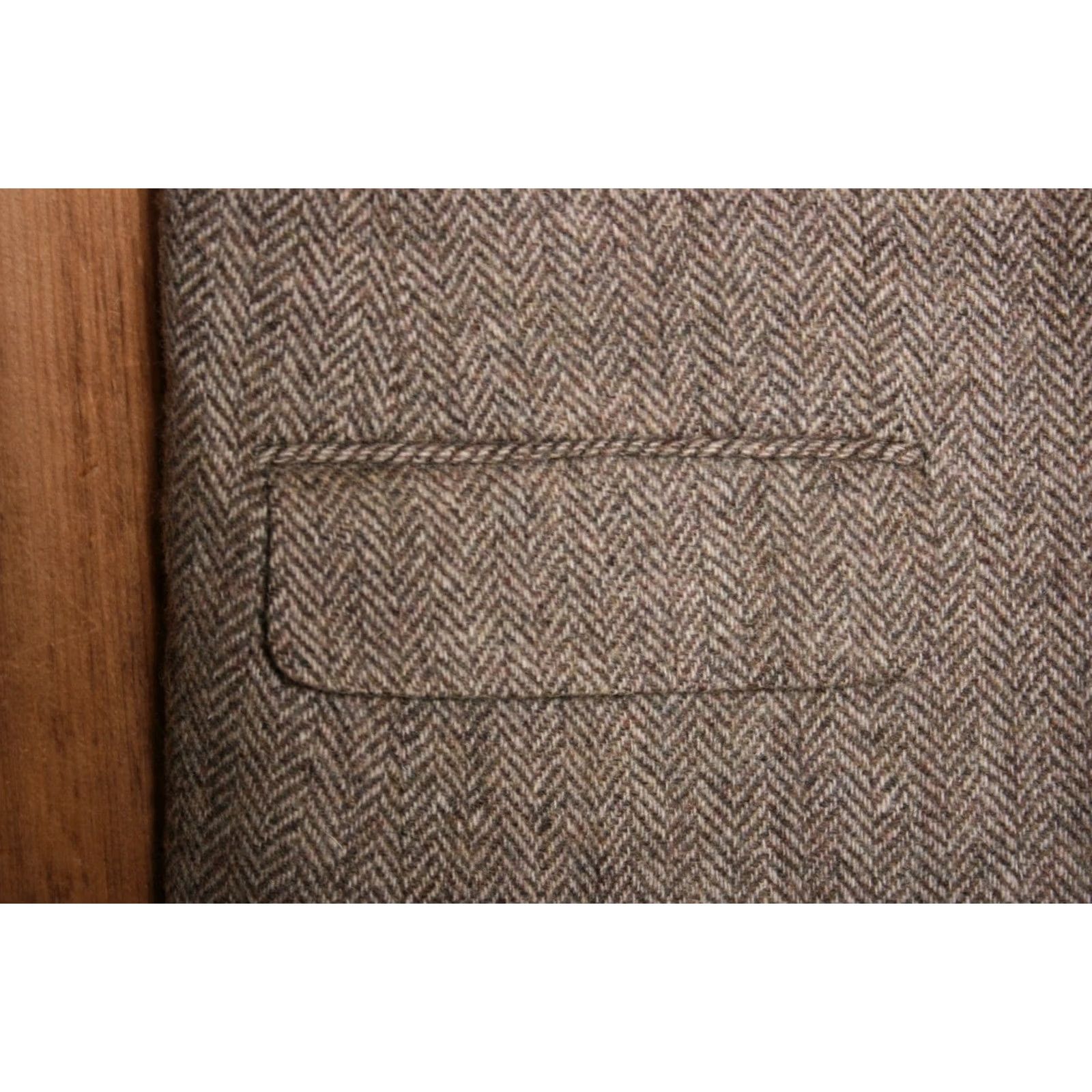 Stafford STAFFORD Brown Herringbone Tweed Wool Sport Coat w/Leather Elbow Patches Sz. 44R Size US S / EU 44-46 / 1 - 6 Thumbnail