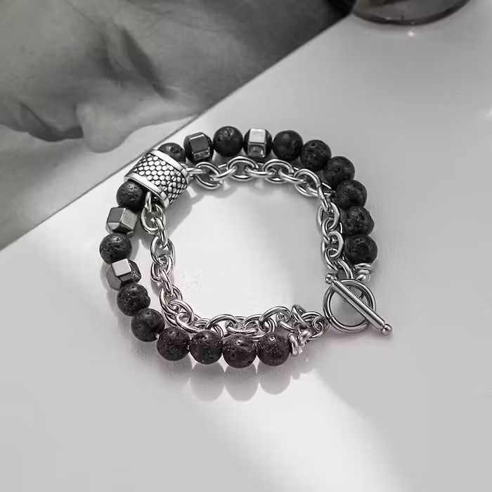 Jewelry × Vintage Black Gemstone Beaded Bracelet Size ONE SIZE - 3 Thumbnail