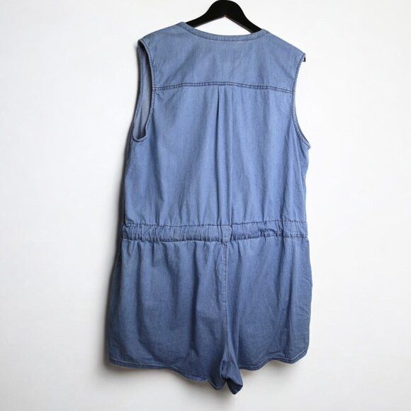 Torrid Torrid Drawstring Waist Romper - Denim Style Plus Size 2X Size 42" / US 20 - 4 Thumbnail