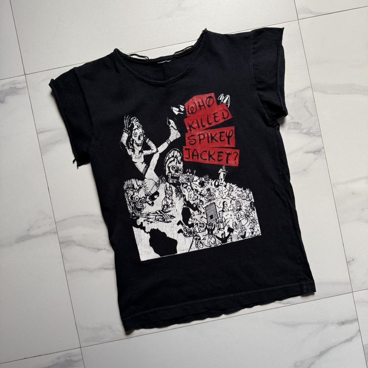 Band Tees Who Killed Spikey Jacket? Distressed T-Shirt Size S / US 4 / IT 40 - 3 Thumbnail