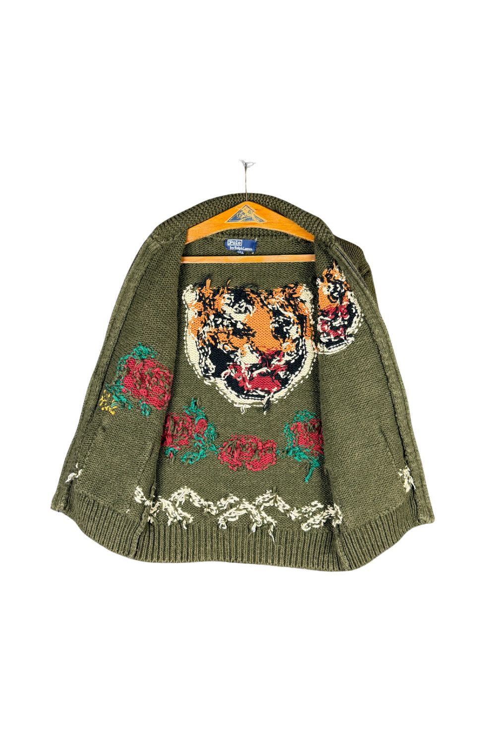 Ralph Lauren Polo Tiger Rose Cowichan Knit Cardigan 90s image 3