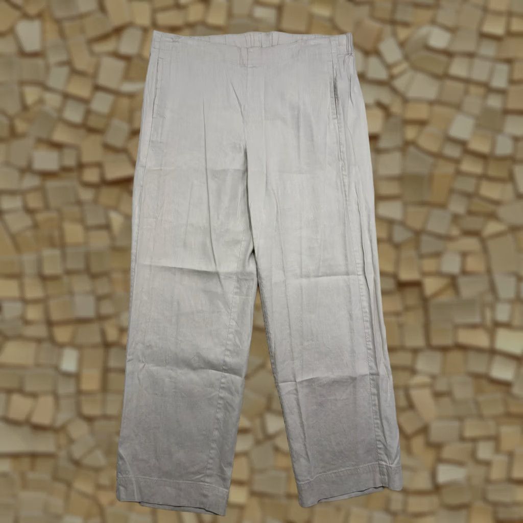 J. Jill J. Jill Pants Beige Linen Stretch Pull On Wide-Leg 14P Petite Womens Beach Minimalist Size 36" / US 14 / IT 50 - 1 Thumbnail