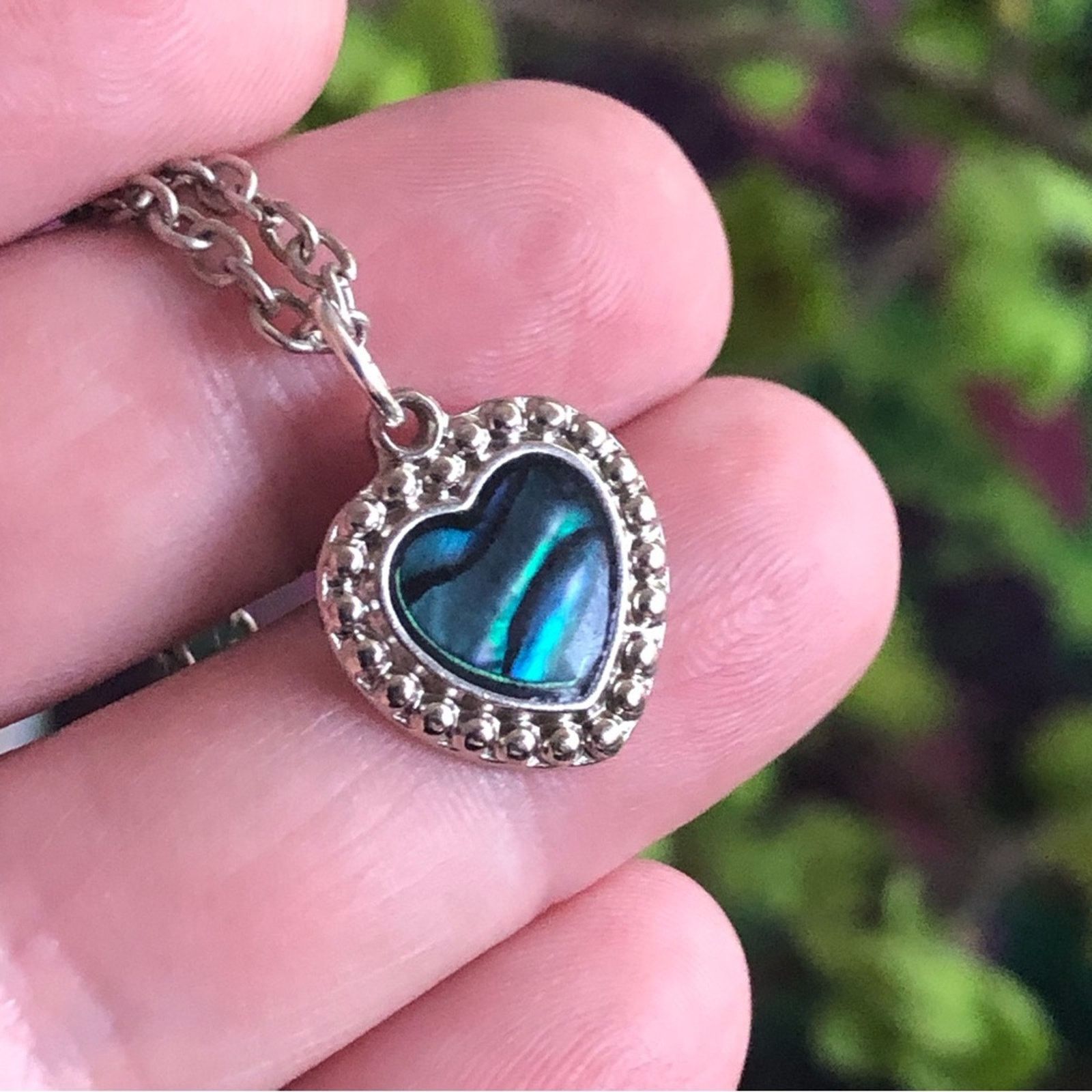 Jewelry Abalone heart pendant on chain necklace Size ONE SIZE - 2 Thumbnail