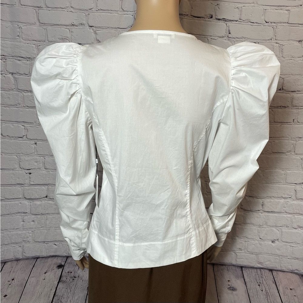 Jason Wu NWT New $165 Jason Wu White Long Puff Sleeve Wrap Blouse Si Size S / US 4 / IT 40 - 4 Thumbnail