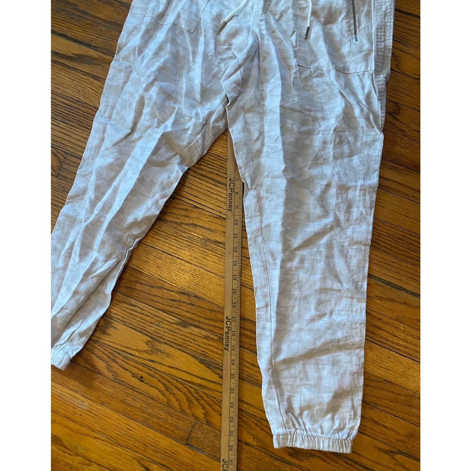 Athleta Athleta Linen Joggers Women’s 12 Beige Camo Zip Pockets Size 34" / US 12 / IT 48 - 7 Thumbnail