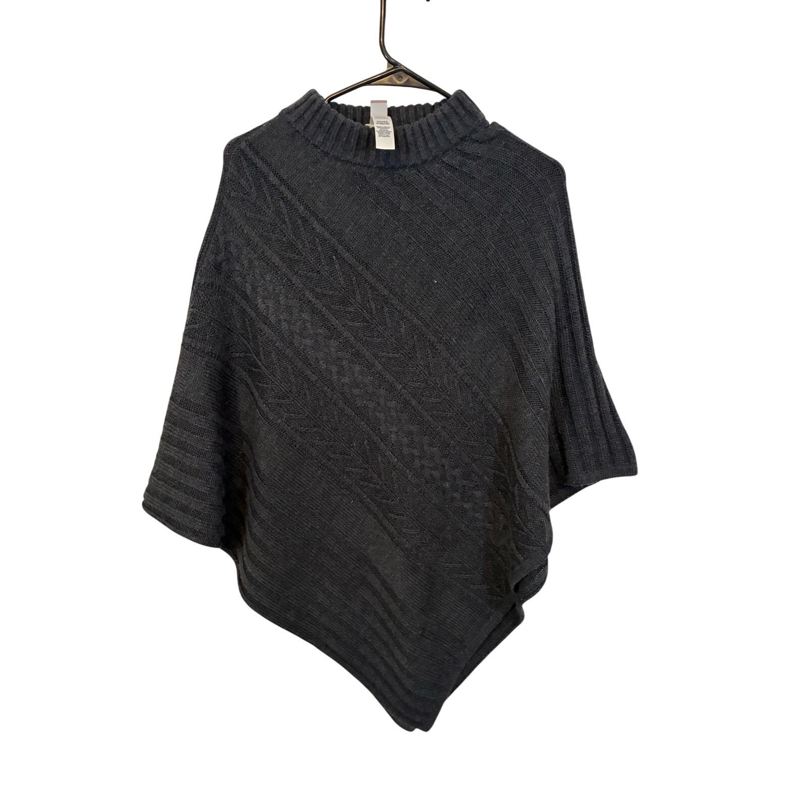 Chicos Chico’s Gray Knit Poncho Sweater Mock Neck Asymmetrical L/XL Size L / US 10 / IT 46 - 1 Thumbnail