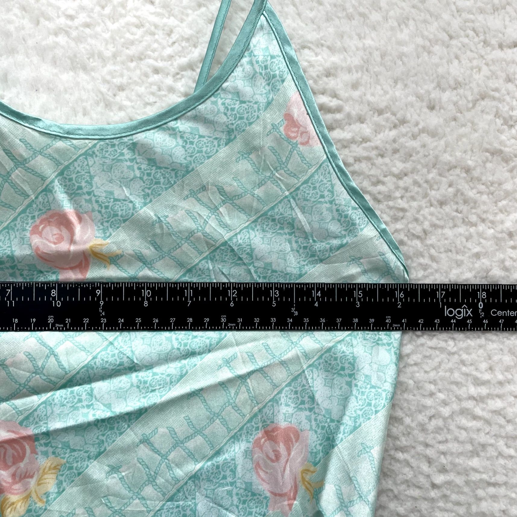 Vintage VINTAGE Slip Dress Blue Mint Floral Rose Satin Chemise Negligee Lingerie Womens M Size M / US 6-8 / IT 42-44 - 5 Thumbnail