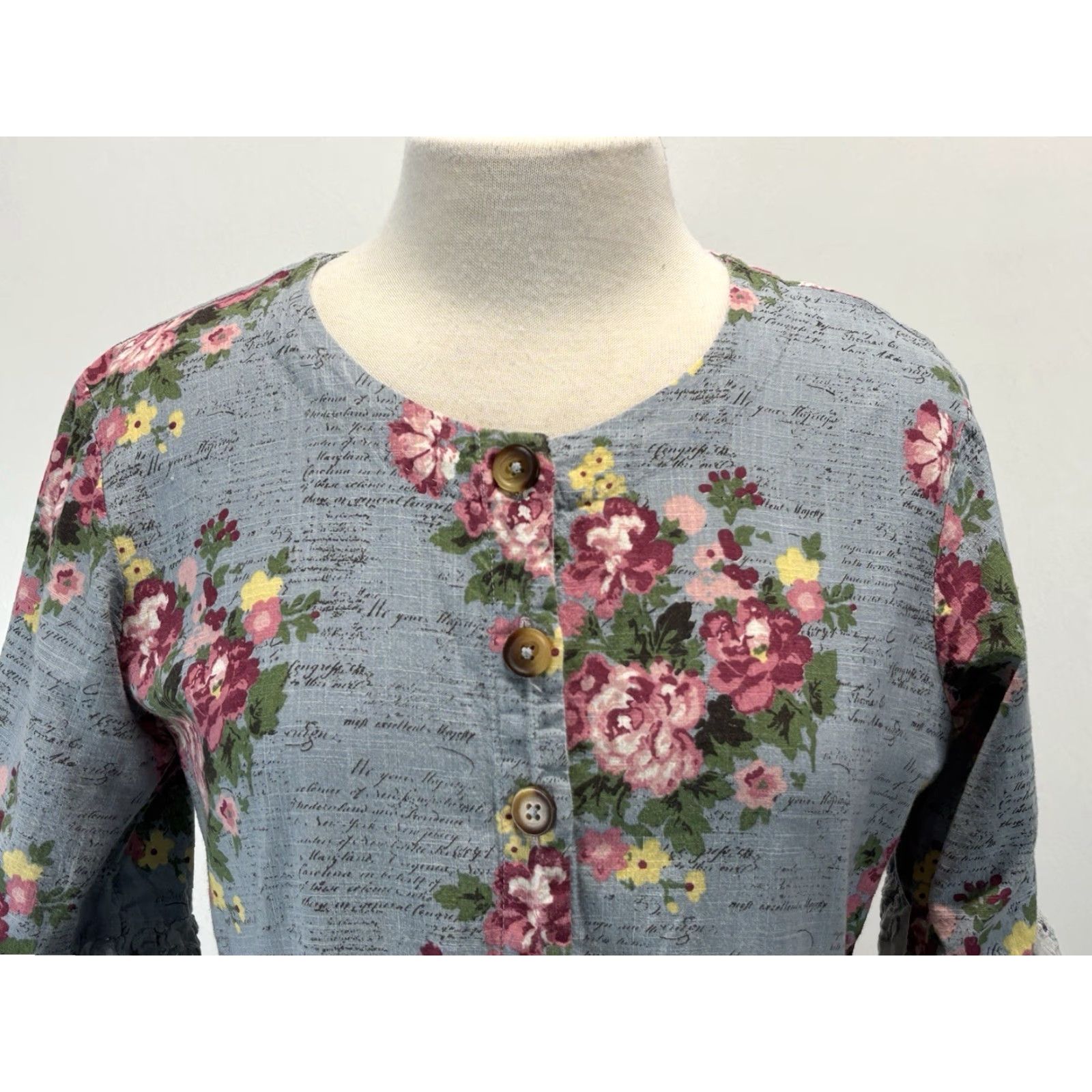 Vintage VINTAGE Bombay Paisley Dress A-Line Midi Women Large Blue Eyelet Short Sleeve Cottagecore 60s-70s Mens? Womens Size L / US 10 / IT 46 - 5 Thumbnail
