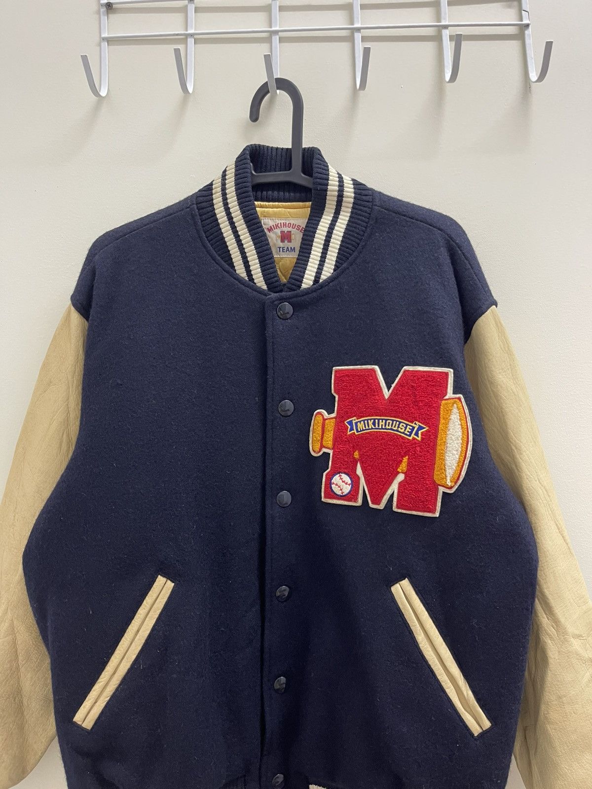 Vintage Vtg Miki House Wool Leather Varsity Jacket Size US M / EU 48-50 / 2 - 7 Thumbnail