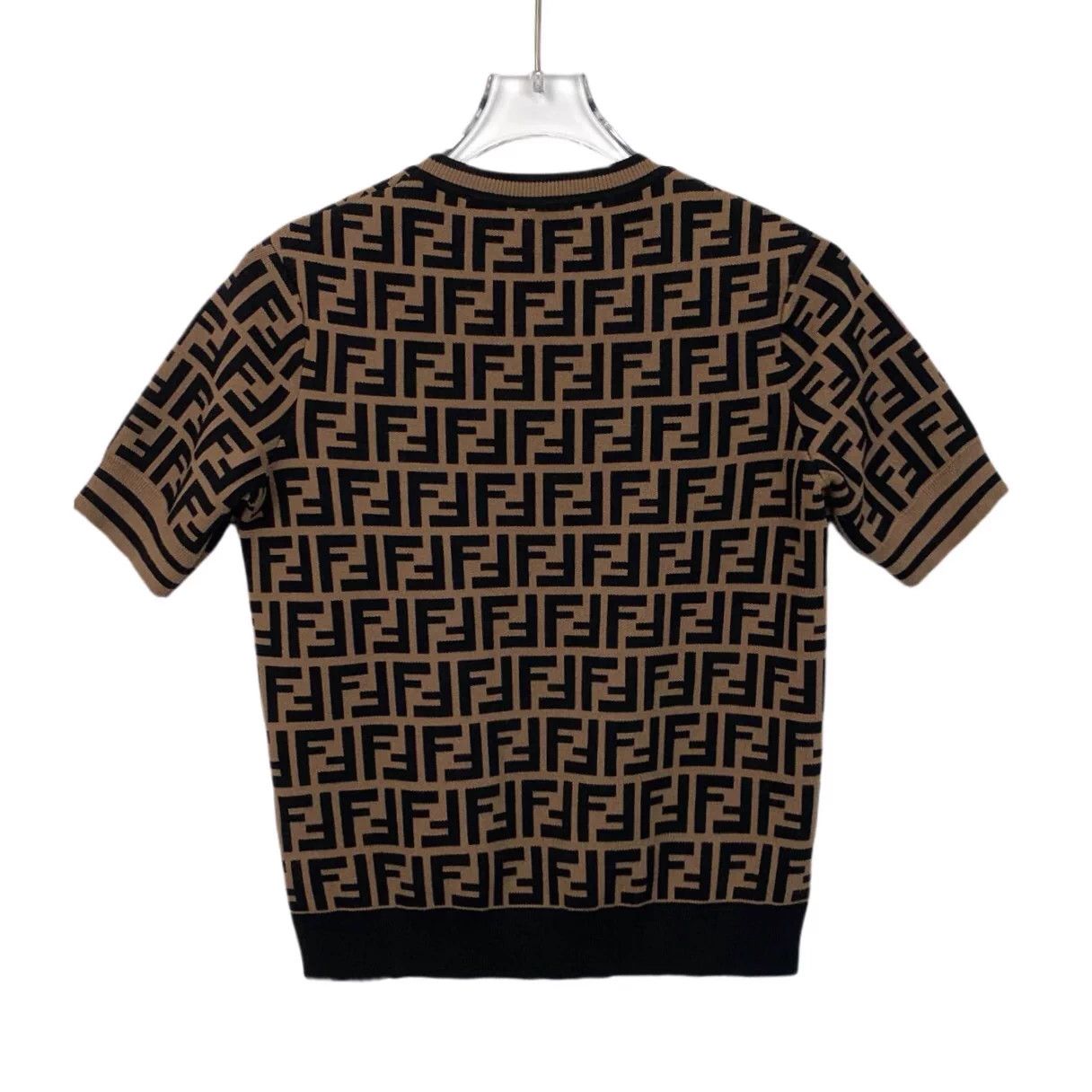 Fendi Fendi FF Monogram Knit T-Shirt Brown L Size L / US 10 / IT 46 - 2 Thumbnail