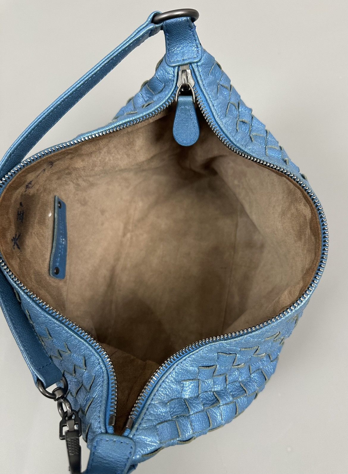 Bottega Veneta Bottega Veneta - Zip Hobo Intrecciato Nappa - Metallic Blue Size ONE SIZE - 14 Thumbnail