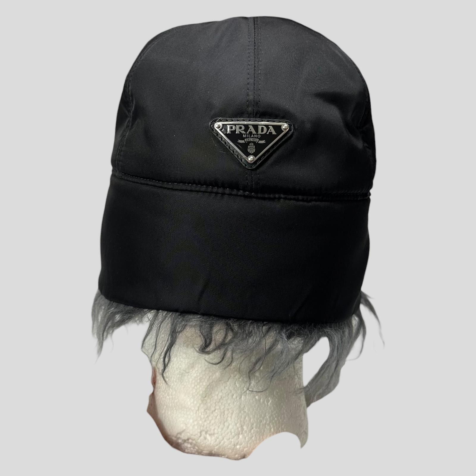 Prada Prada Milano FW19 Mohair Triangle Logo Nylon Trapper Hat S/M Size ONE SIZE - 6 Thumbnail
