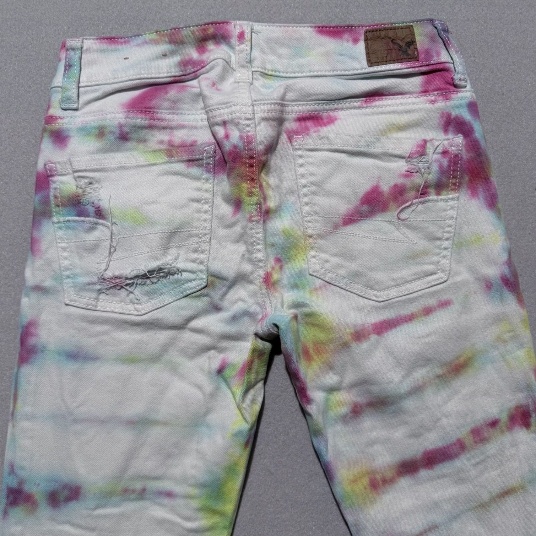 American Eagle Outfitters VINTAGE American Eagle Jegging Crop Jeans Women's Tie Dye Denim Stretch Distressed - 0 Size 25" / US 0 / IT 36 - 4 Thumbnail