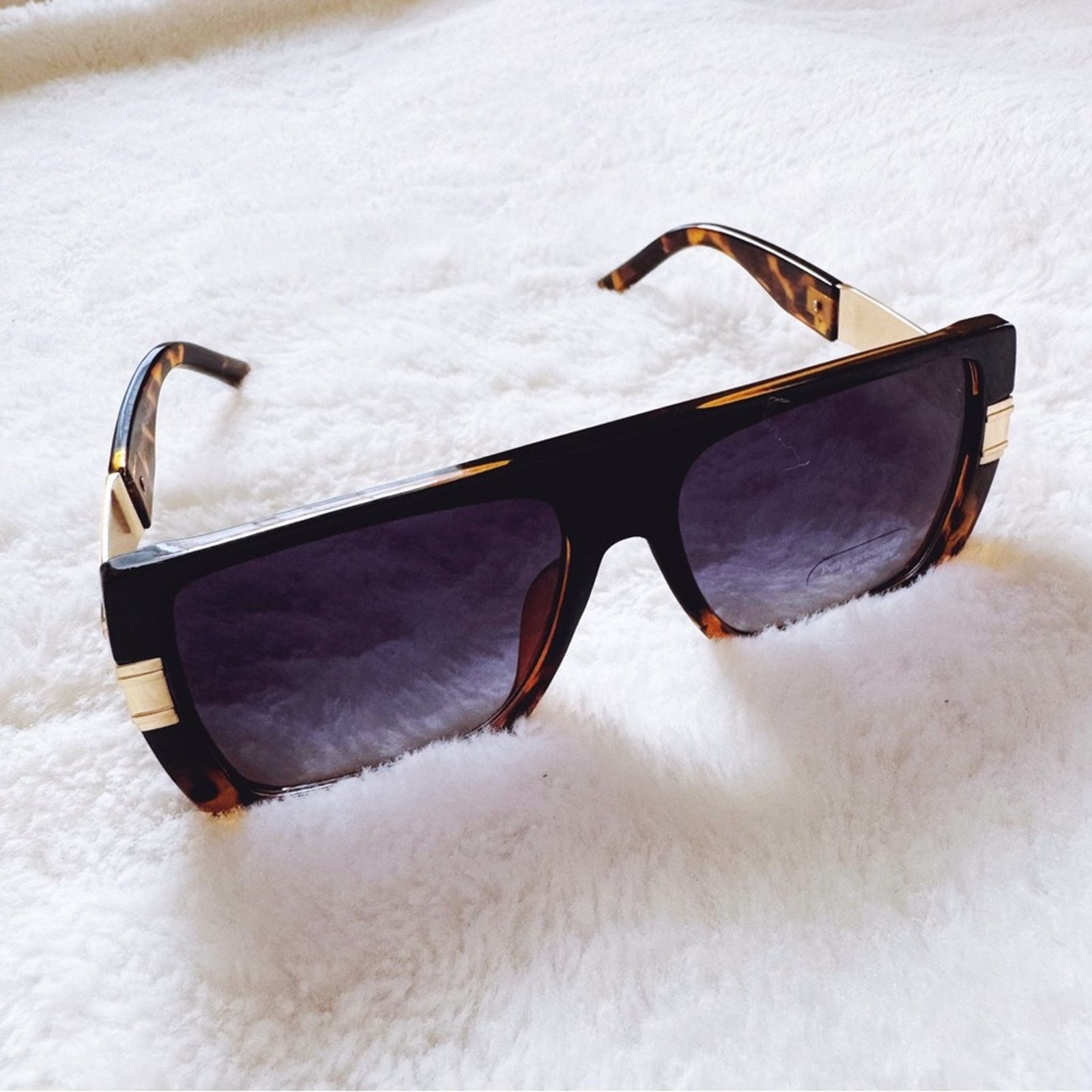 Other Inez Tortoise Brown Oversized Square Sunglasses Size ONE SIZE - 7 Thumbnail