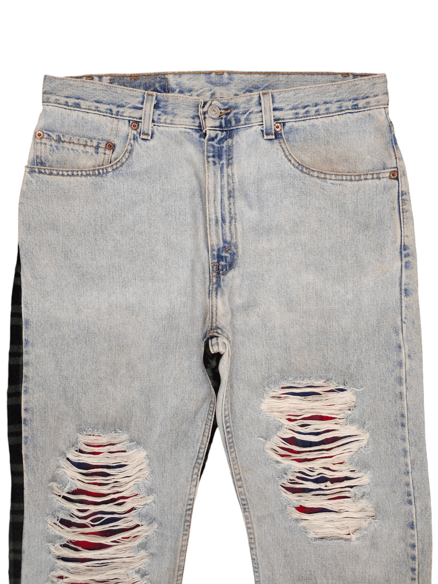 Levi's Vintage Clothing Vintage Levis 505 Distress Faded Checkered Jeans Custom Size US 34 / EU 50 - 3 Thumbnail