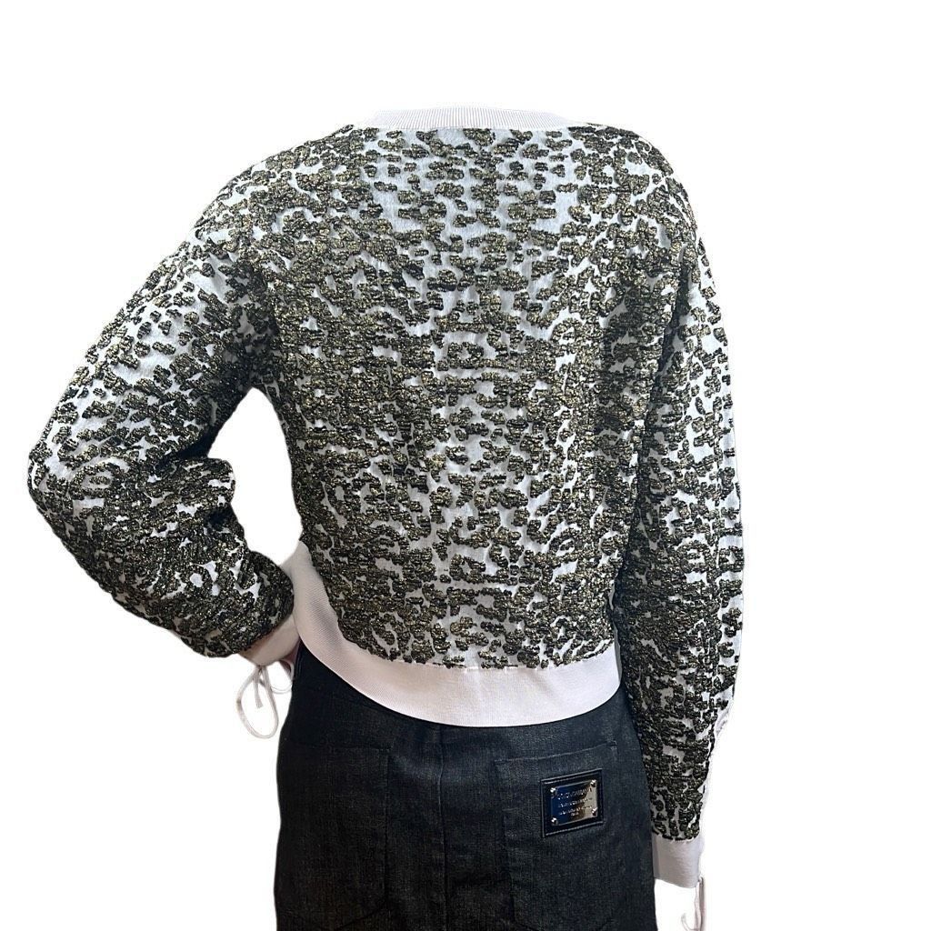 Jonathan Simkhai Jonathan Simkhai Animal Print Jacquard Cropped Sweater Lace L NWT Size L / US 10 / IT 46 - 2 Thumbnail