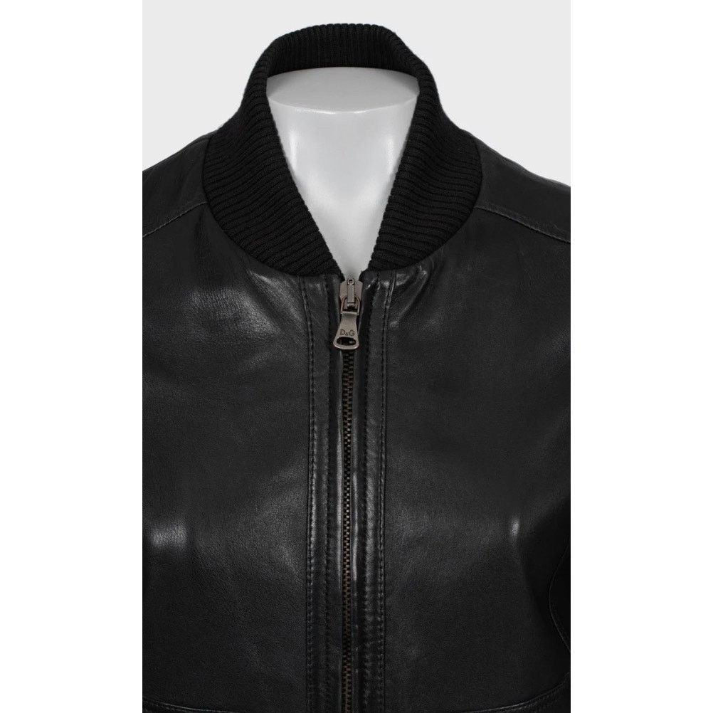 Dolce & Gabbana Dolce & Gabbana Black Leather Bomber Jacket - IT38/XS Size XS / US 0-2 / IT 36-38 - 4 Thumbnail