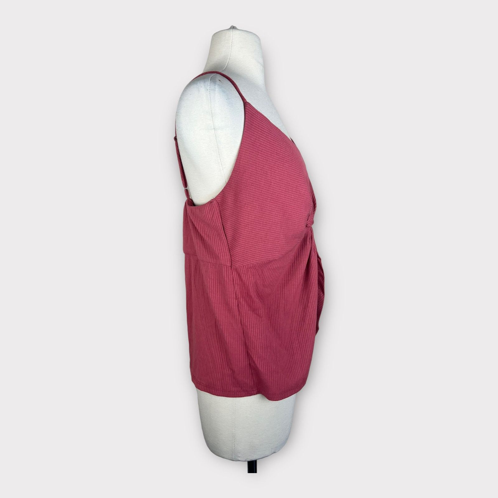 Nordstrom Socialite Front Twist Knot Ribbed Tank Top Coral Pink Size L / US 10 / IT 46 - 4 Thumbnail