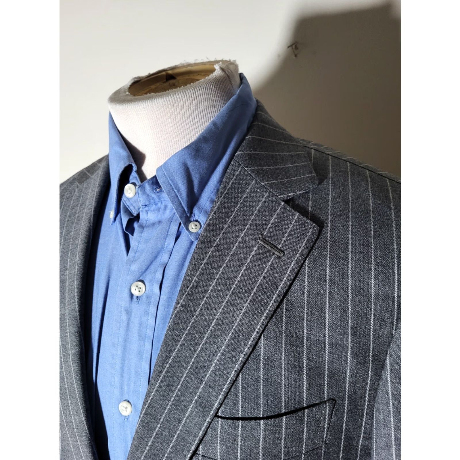 Suitsupply Suitsupply Gray Striped Havana VBC Wool Blazer Sport Coat Coat 40R Slim Notch Two-Button Wool Men Regular Vintage No Size 40R - 6 Thumbnail