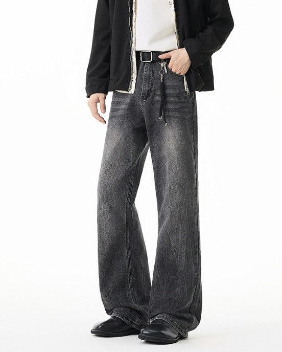 Japanese Brand Men's American Retro Distressed Lightning Black Flared Jeans Size US 32 / EU 48 - 2 Thumbnail