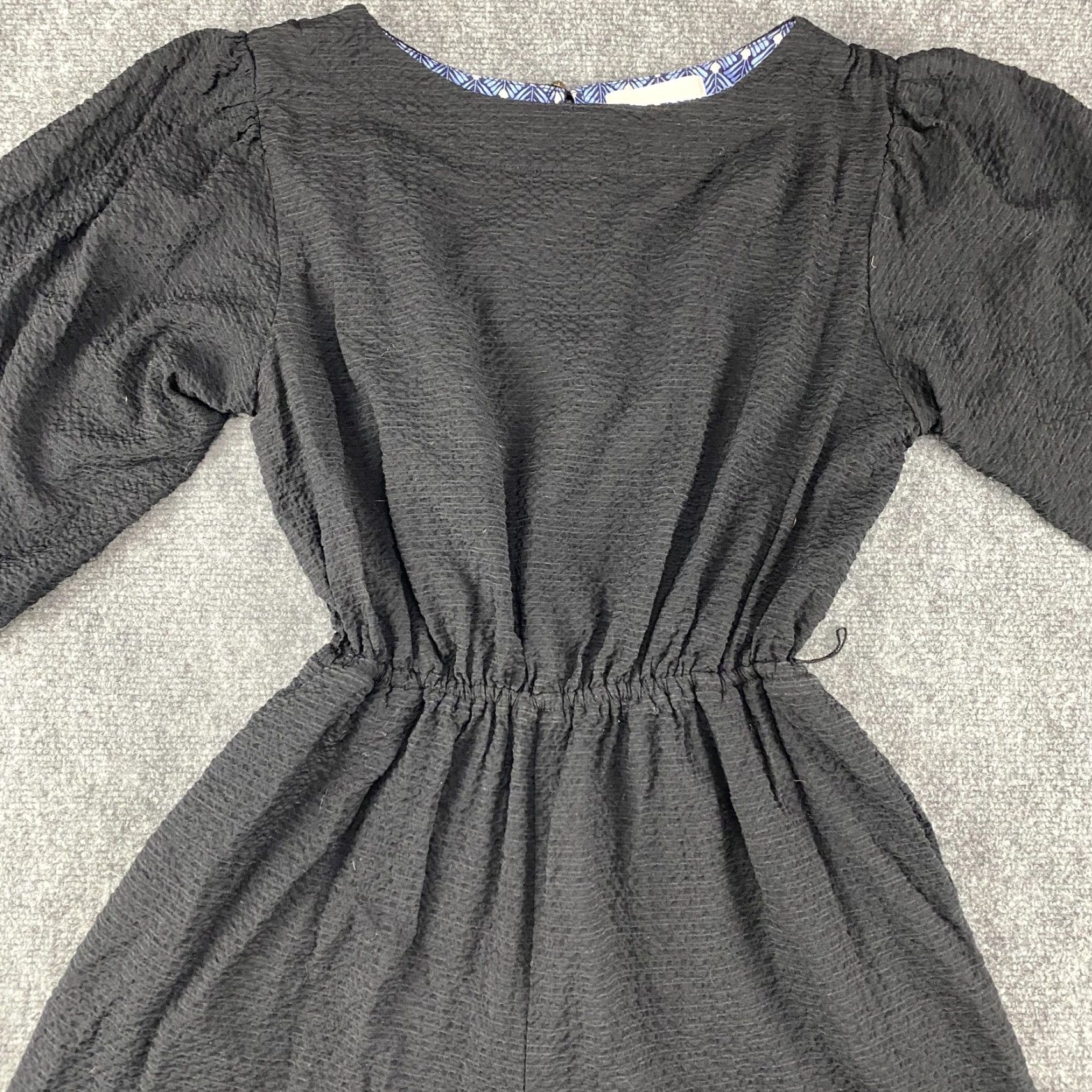 Anthropologie Anthropologie Romper Womens Small Black Textured Puff Sleeve Elastic Waist Boho Size 28" / US 6 / IT 42 - 3 Thumbnail