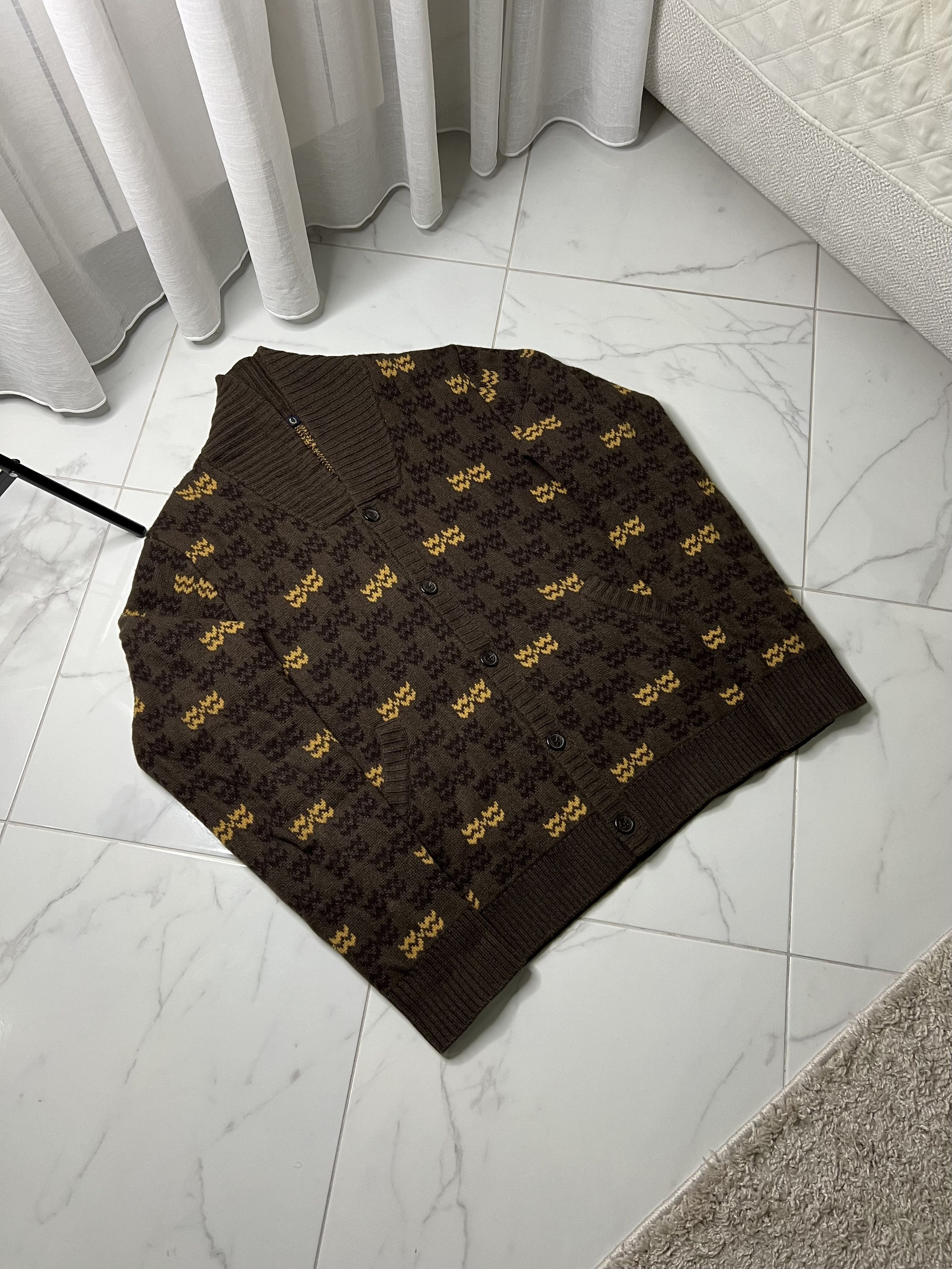 Fred Perry × Vintage Fred perry chunky jacquard vintage cardigan sage men’s Size US XL / EU 56 / 4 - 2 Thumbnail