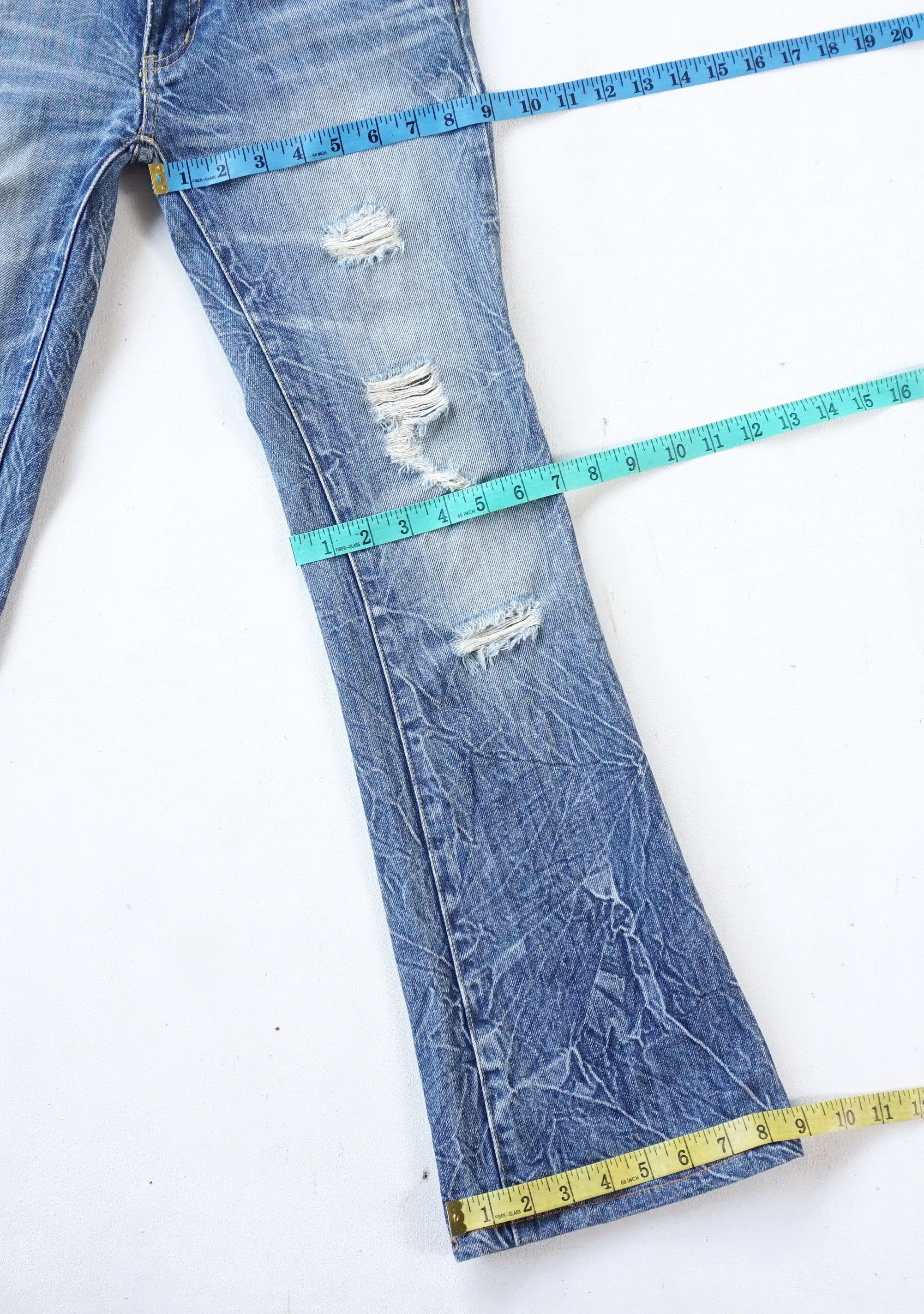 Japanese Brand INGNI Low Rise Ripped Flare Jeans Size 26" / US 2 / IT 38 - 16 Thumbnail