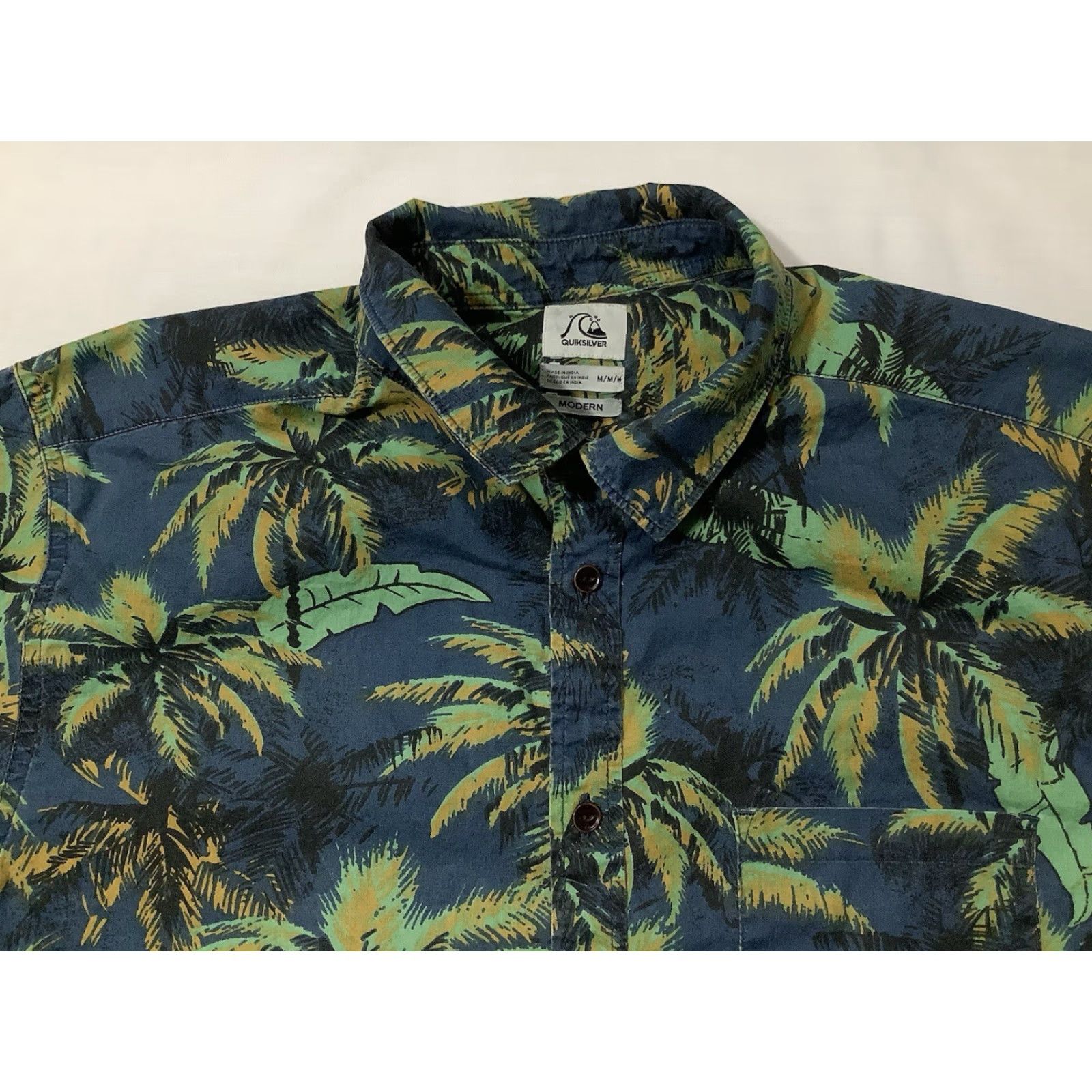 Quiksilver Quiksilver Shirt Mens Palm Tree Medium Hawai ian Modern Fit Button Up Short Sleeve Blue Cotton Spandex Size US M / EU 48-50 / 2 - 2 Thumbnail