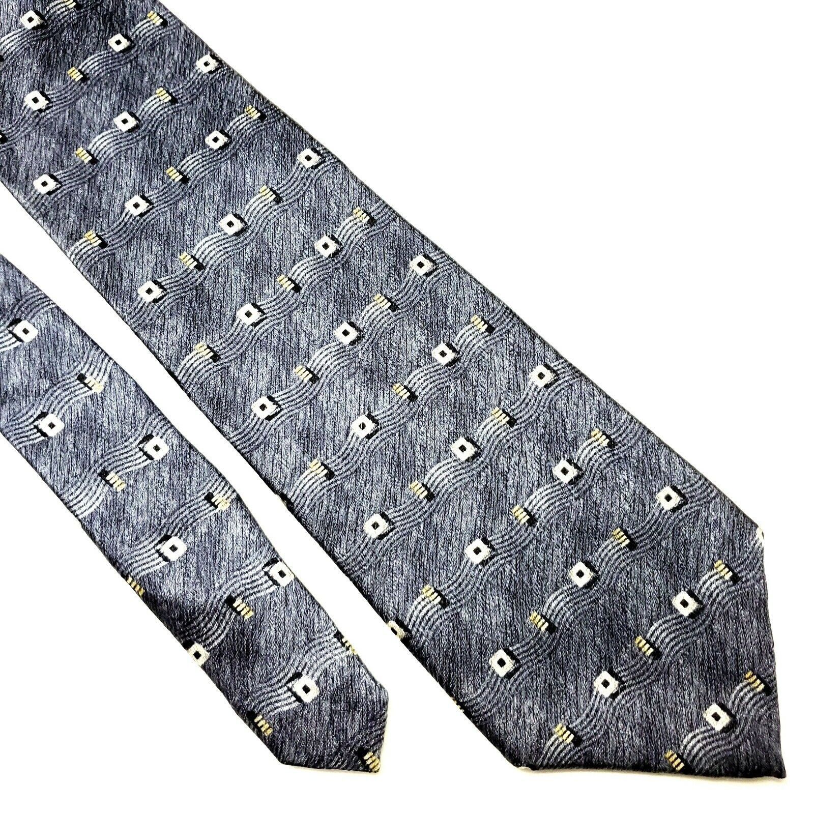 Pierre Cardin Pierre Cardin Silk Tie Print Gray Wide Size ONE SIZE - 1 Thumbnail