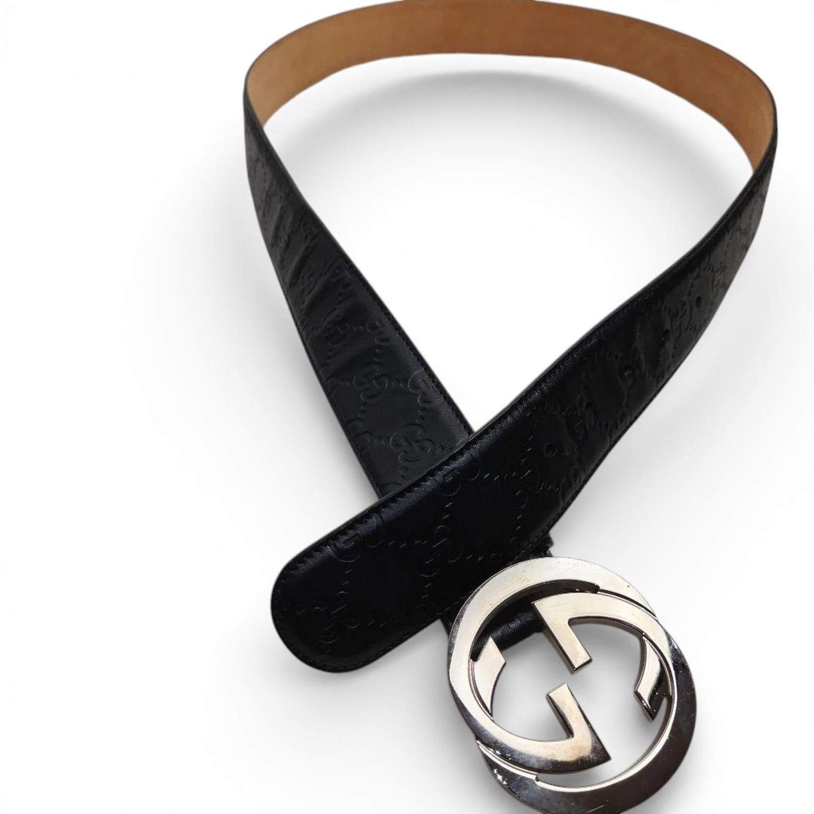 Gucci Gucci - Black Leather Belt Silver GG Buckle Size ONE SIZE - 8 Thumbnail