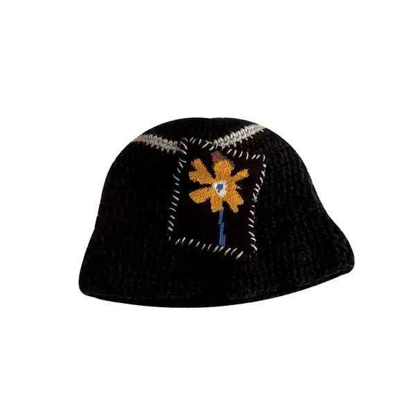 Japanese Brand Kimiko x Ezawa Outdoor retro floral knitted tulip bucket hat Size ONE SIZE - 5 Thumbnail