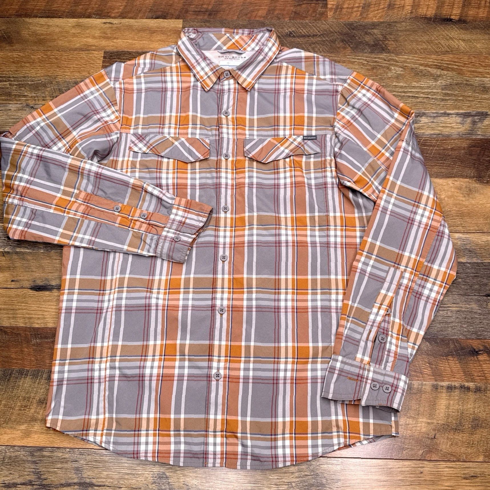 Vintage Columbia Omni Shade Shirt Mens XL Orange Plaid Button-Up Size US XL / EU 56 / 4 - 2 Thumbnail