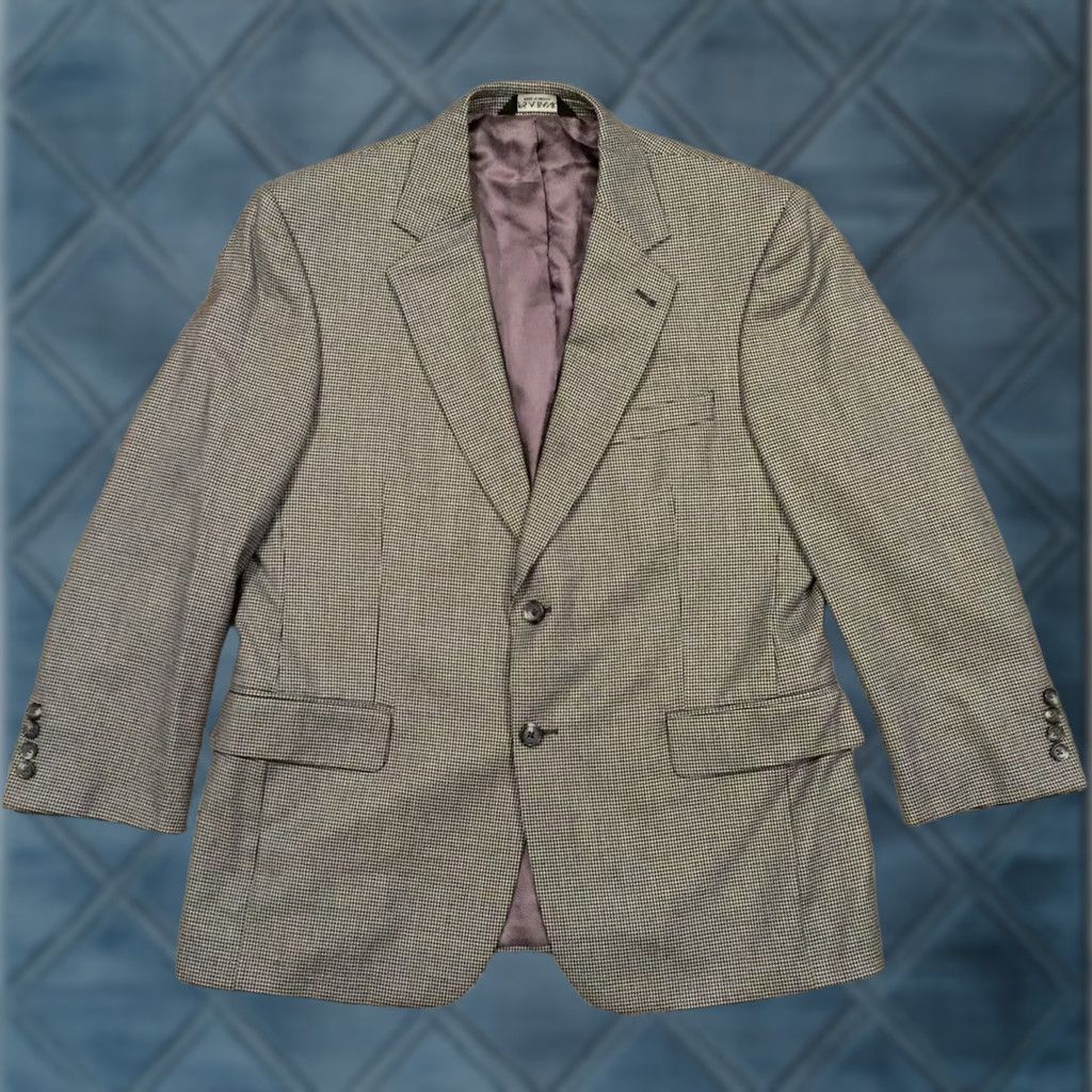 Jos. A. Bank Jos A Bank Blazer Mens 40 Short Black Gray Houndstooth Two Button Wool Coat Jacket/Coat Short Notch Lapel Single-Breasted Two-Button Vintage No Size US 40 / EU 56 - 1 Thumbnail