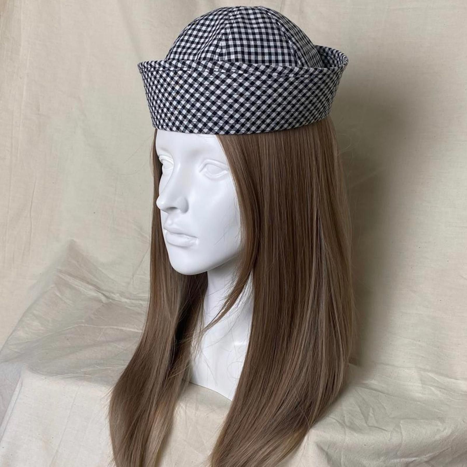 Japanese Brand Retro Black White Plaid Beret Sailor Hat Y2K French Girl OS Size ONE SIZE - 1 Thumbnail