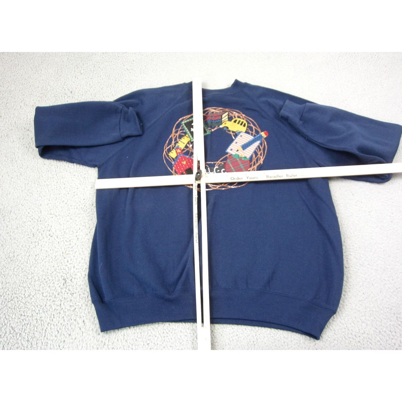 Hanes VINTAGE Hanes Sweatshirt Adult 2XL XXL Blue ABC Applique Bus Apple Made in USA 90s School Size US XXL / EU 58 / 5 - 5 Thumbnail