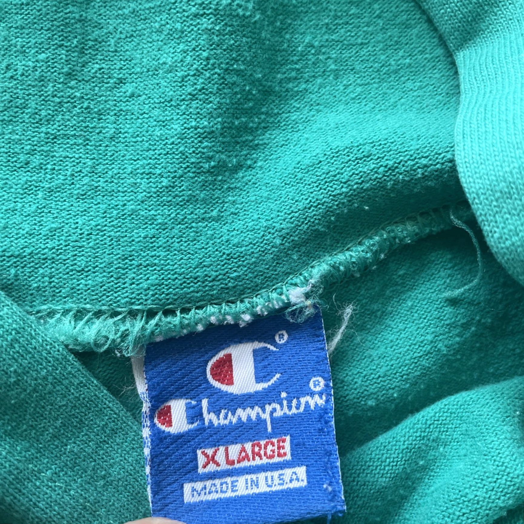 Champion VINTAGE Champion Hoodie Men XL Teal Blue Pullover Fleece Long Sleeve USA 80s City Grunge Hip Hop Retro Hooded Front Drawstring Crew Neck Size US XL / EU 56 / 4 - 3 Thumbnail