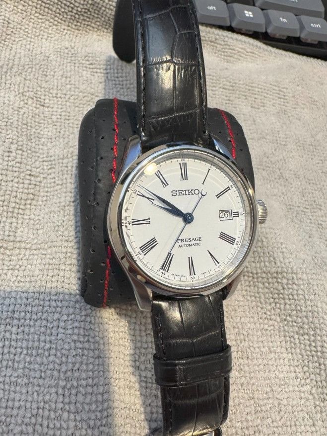 Seiko Presage Automatic Dress Watch White in Silver, Men's
