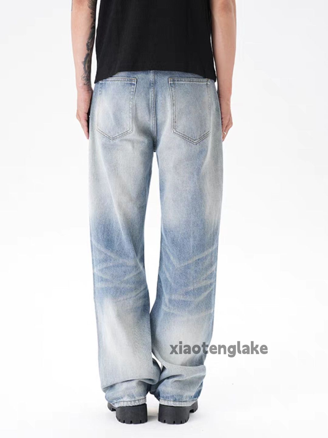 Jean Unisex washed faded loose baggy skate hiphop pants Size US 34 / EU 50 - 8 Thumbnail