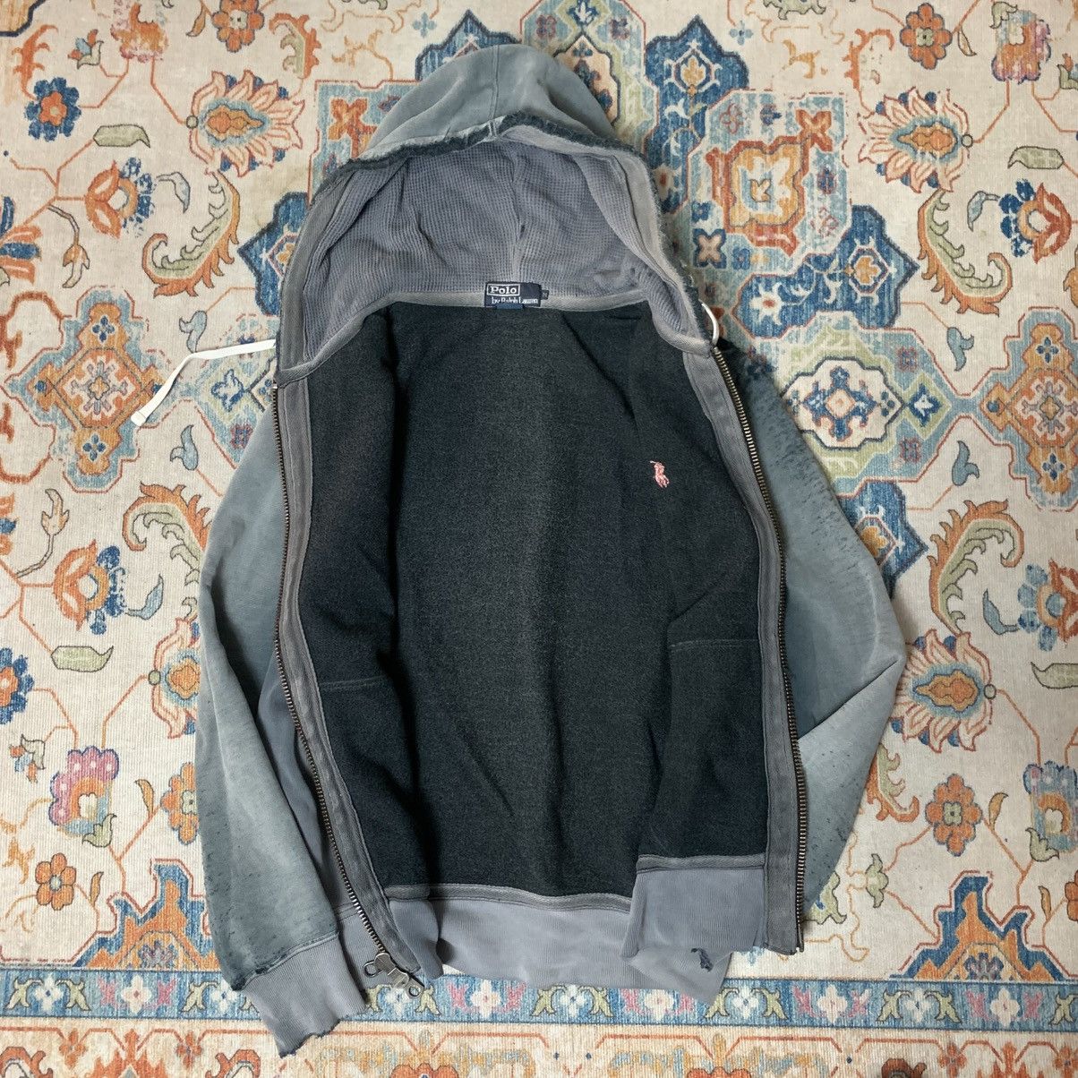 Vintage vintage thrashed thermal zip hoodie Size US M / EU 48-50 / 2 - 10 Thumbnail