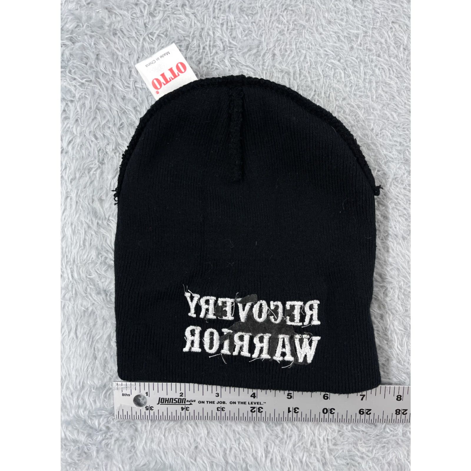 Vintage Otto Beanie Recovery Warrior Toque Adult One Size Black Knit Cotton Acrylic Blend Size ONE SIZE - 4 Thumbnail