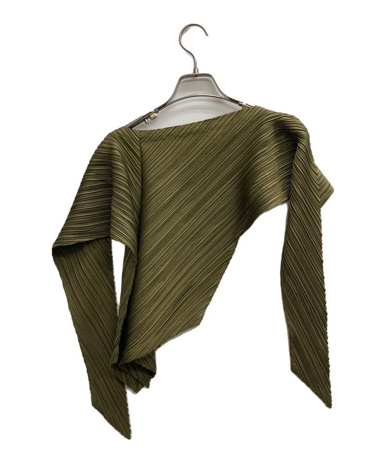 Issey Miyake Issey Miyake Dark green slanted pleated deformed top Size M / US 6-8 / IT 42-44 - 2 Thumbnail