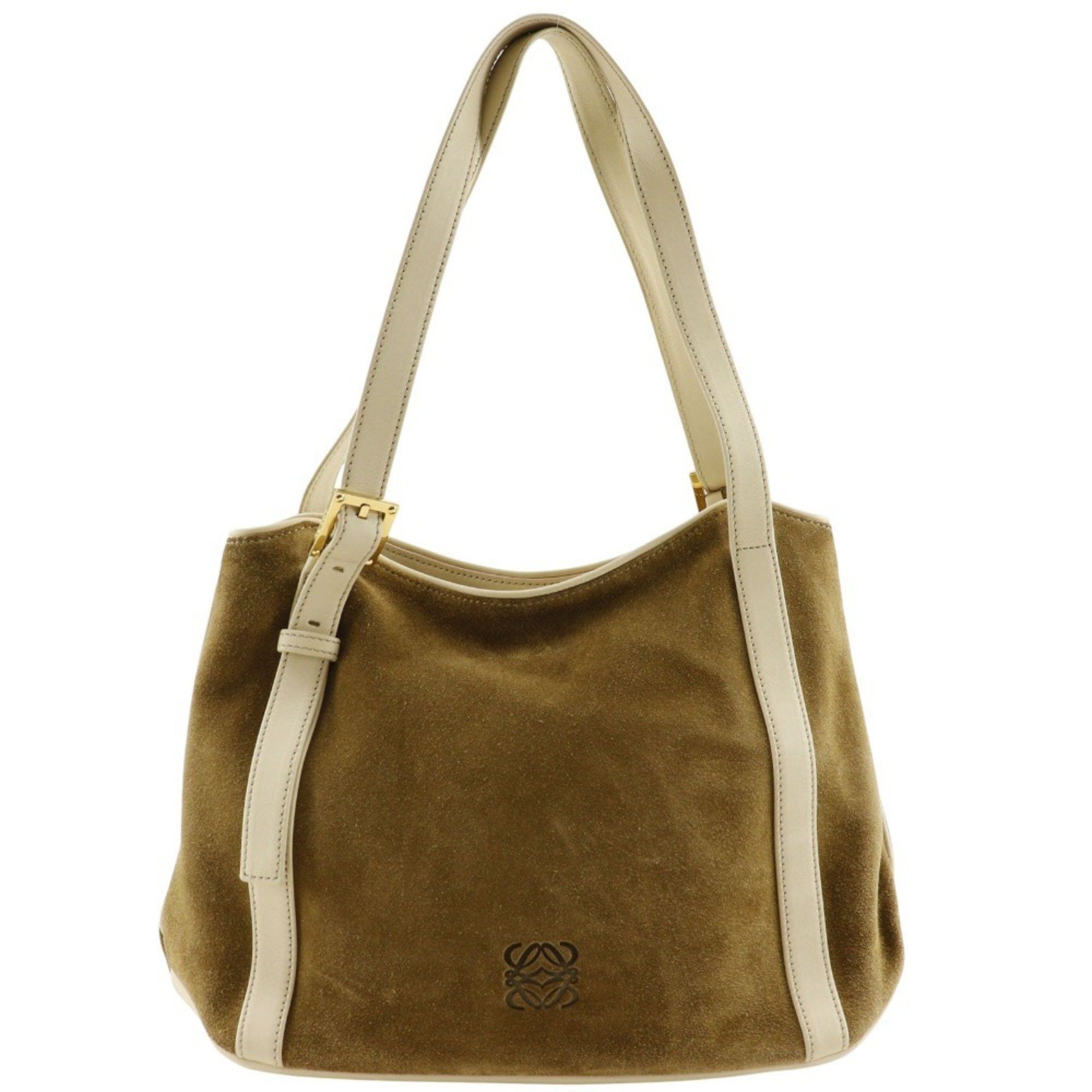 LOEWE Anagram Shoulder Bag Suede Brown A5 Women's